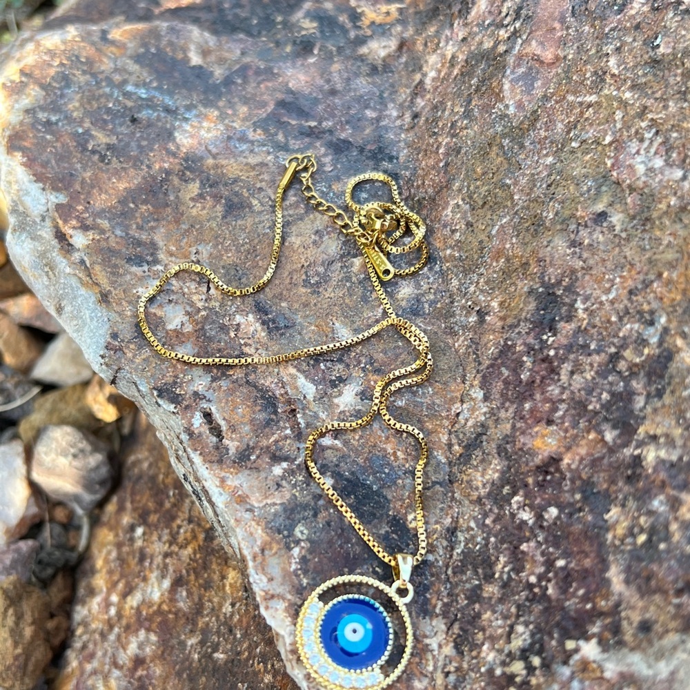 Gold Evil Eye Pendant Necklace